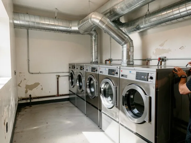 Perris Dryer Vent Cleaning team performing large-scale commercial dryer vent cleaning in Perris