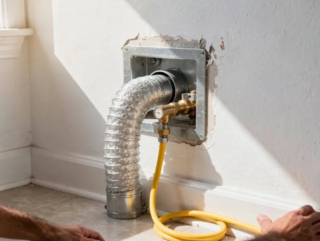 Perris Dryer Vent Cleaning certified technician performing specialized gas dryer vent cleaning in Perris